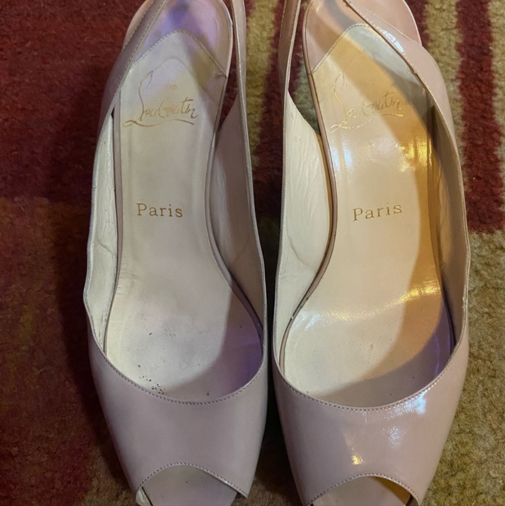 Christian Louboutin Women's Pink Peep-Toe Heels